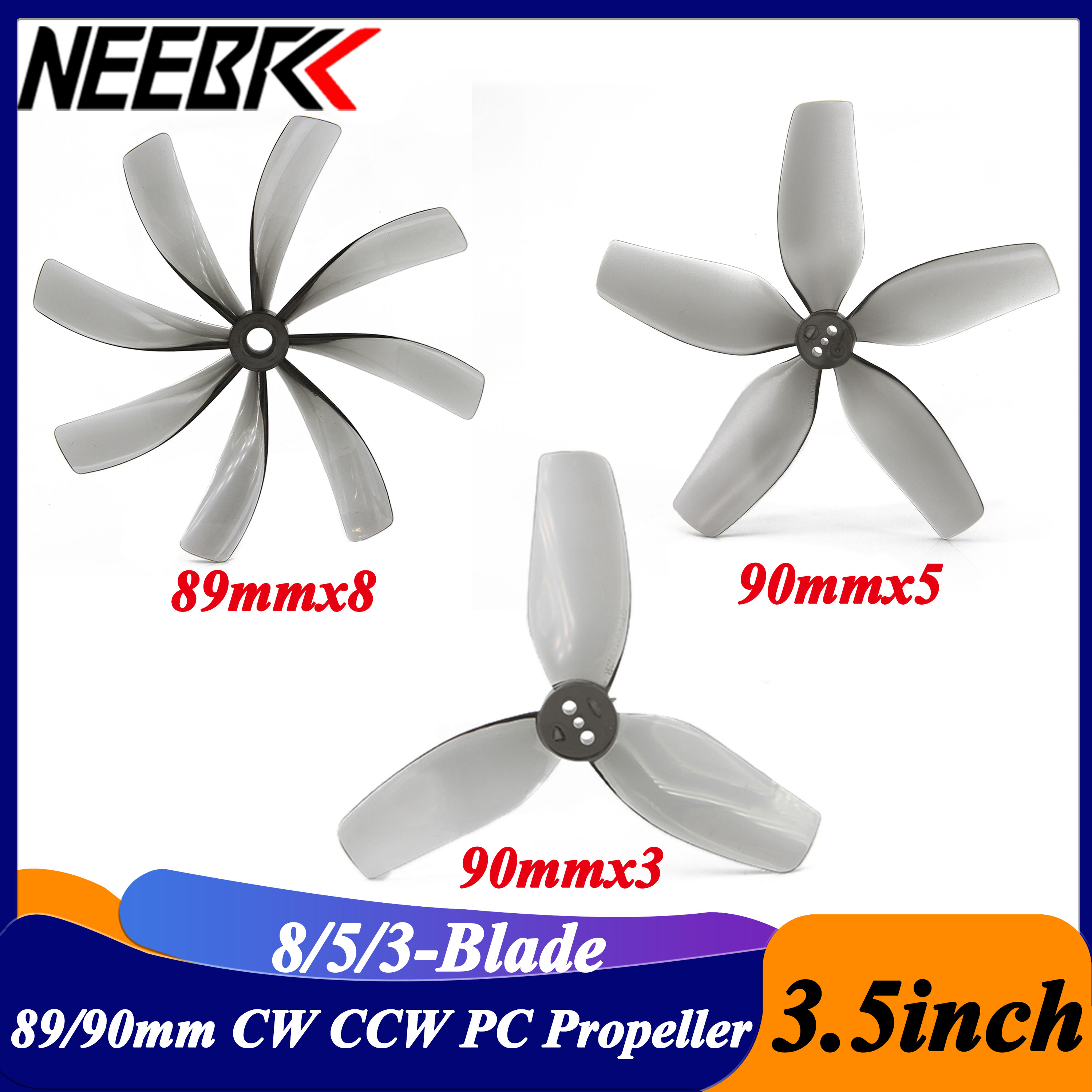 Drone Rc Diy - 2Pairs 3.5inch 89x8 90x5 90x3 8/5/3-blade