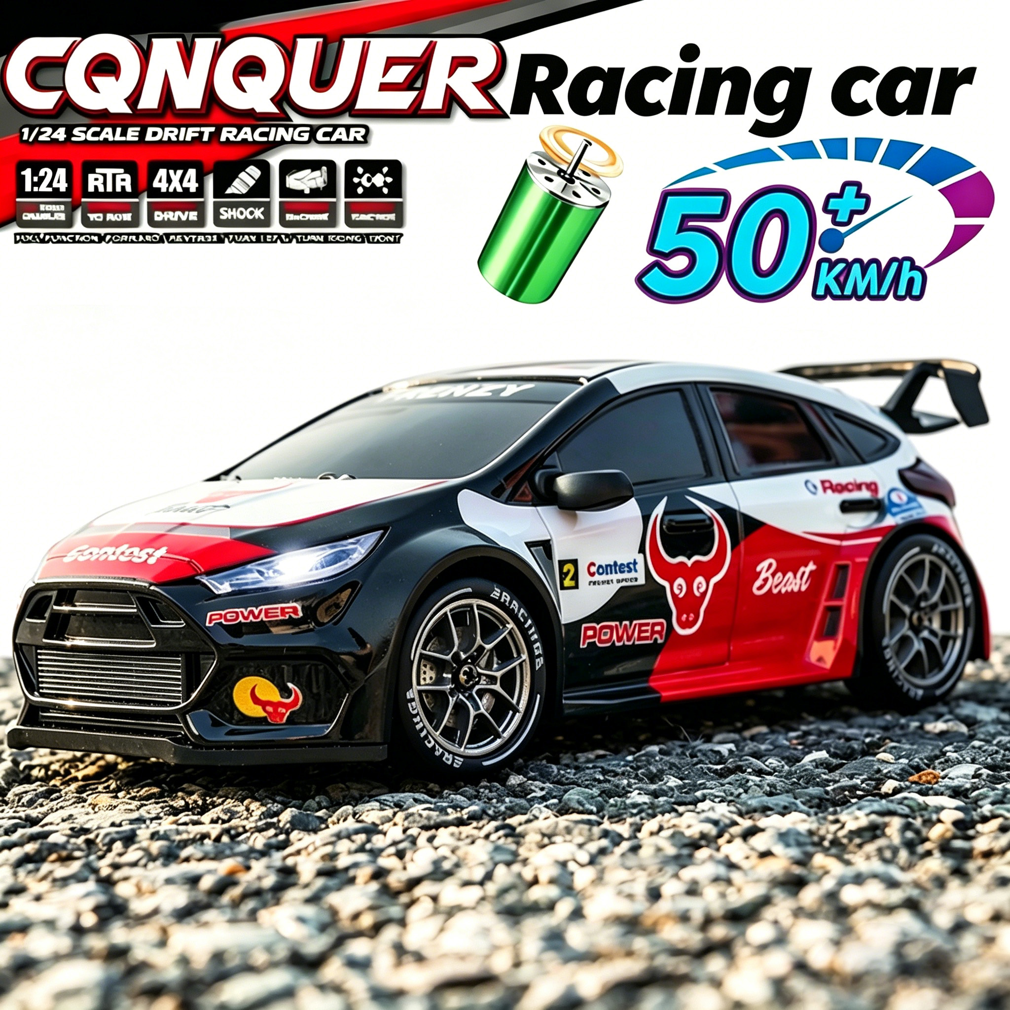 Drone Rc Bolide - 1：24 4WD 50KM/H RC Car Stunt