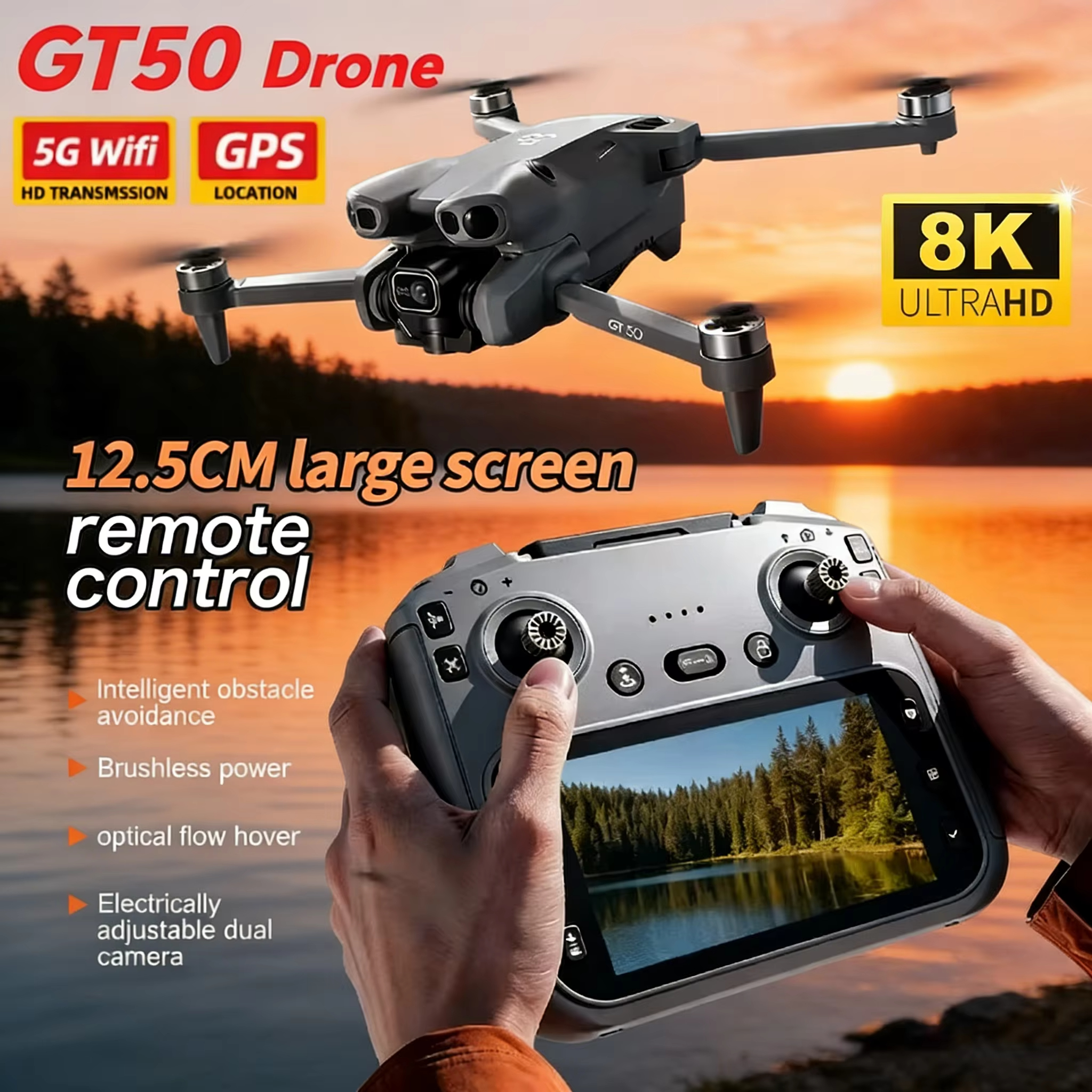 Drone Rc Gt50 - Hot Aircraft Toy Control Remote Screen