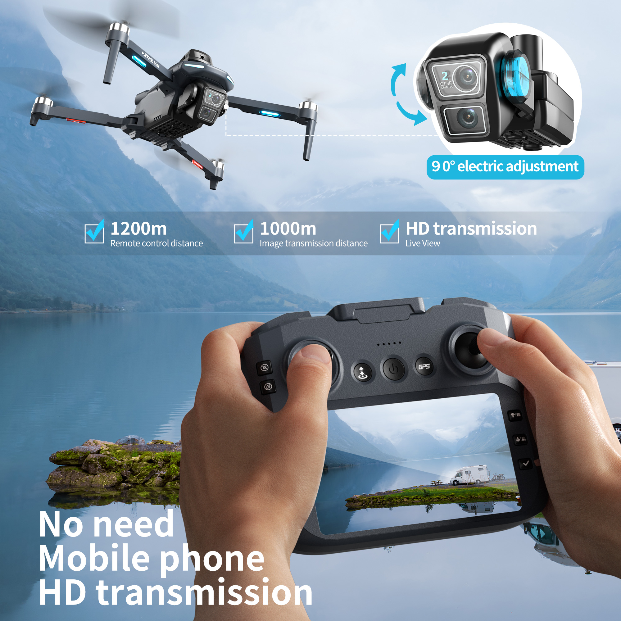 XT606 Foldable Drone 4K Dual C – обзор и цена Drone Rc Gt50